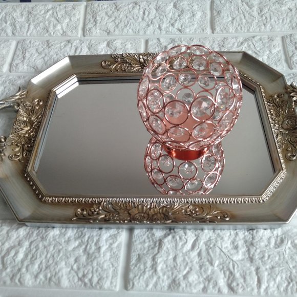 Royal  rectangular Silver and bronze mirror tray new without tag - Picture 1 of 5
